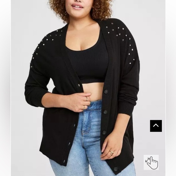 torrid Sweaters - NWT Torrid Cotton Boyfriend Studded Drop Shoulder Cardigan 2X